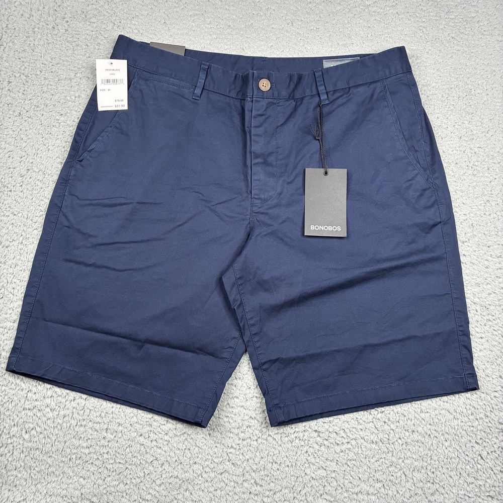 Bonobos Chino Shorts Indio Navy Blue 9 Inch Inseam Men's Size 35 NWT